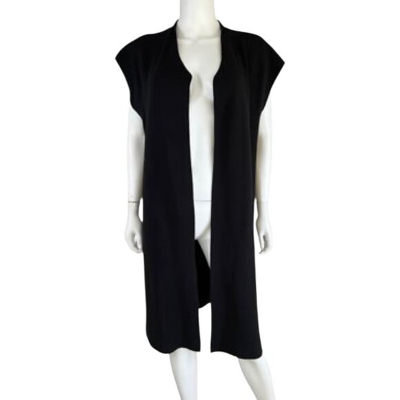 Eileen Fisher Blk Organic Linen & Cotton Womens size Petite Medium Open Cardigan - Picture 1 of 10